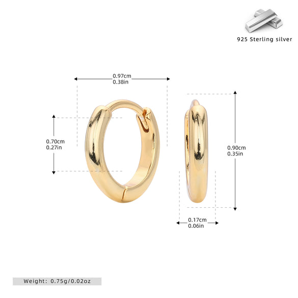 Wholesale S925 Sterling Silver Glossy Geometric Plain Hoop Earrings With Electroplating For Women