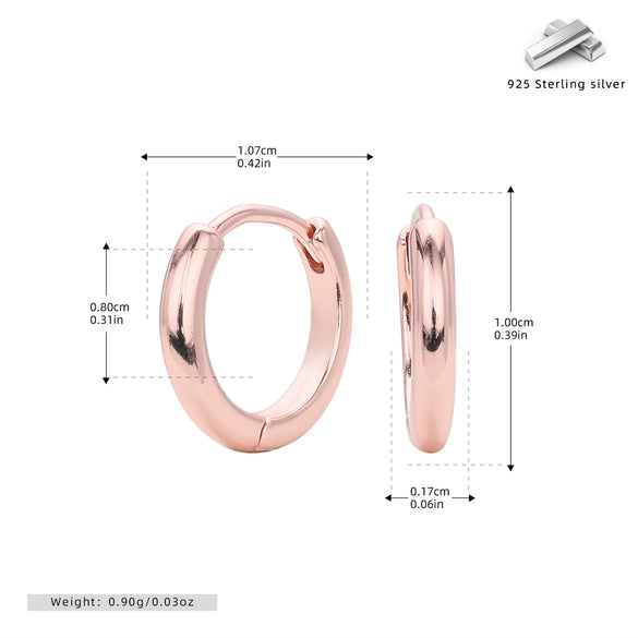 Wholesale S925 Sterling Silver Glossy Geometric Plain Hoop Earrings With Electroplating For Women