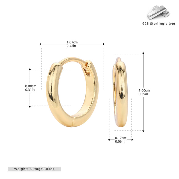 Wholesale S925 Sterling Silver Glossy Geometric Plain Hoop Earrings With Electroplating For Women