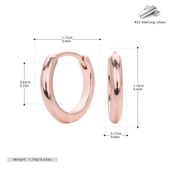Wholesale S925 Sterling Silver Glossy Geometric Plain Hoop Earrings With Electroplating For Women