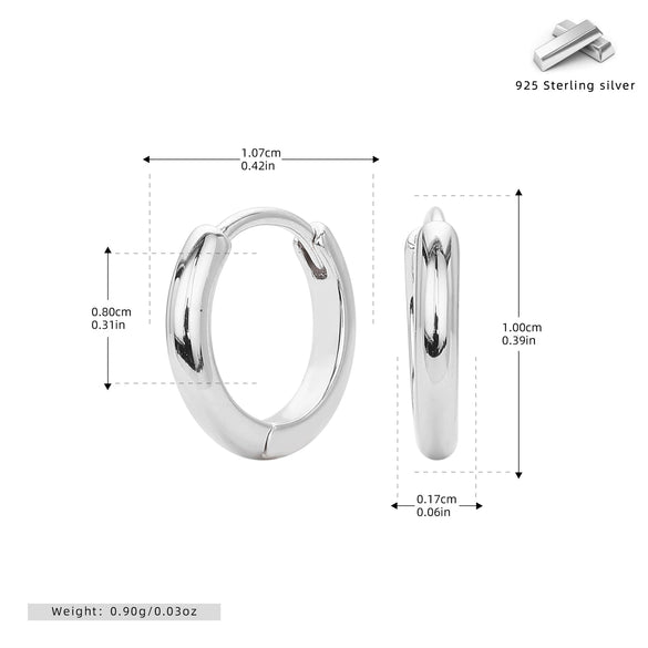 Wholesale S925 Sterling Silver Glossy Geometric Plain Hoop Earrings With Electroplating For Women