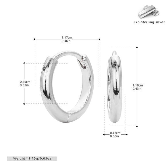 Wholesale S925 Sterling Silver Glossy Geometric Plain Hoop Earrings With Electroplating For Women