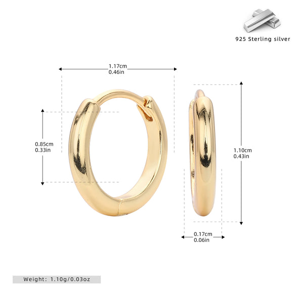 Wholesale S925 Sterling Silver Glossy Geometric Plain Hoop Earrings With Electroplating For Women
