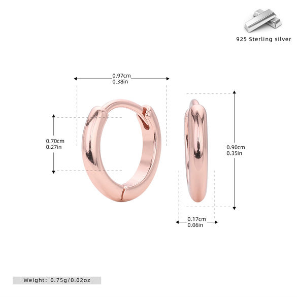 Wholesale S925 Sterling Silver Glossy Geometric Plain Hoop Earrings With Electroplating For Women