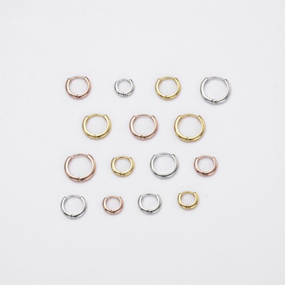 Wholesale S925 Sterling Silver Glossy Geometric Plain Hoop Earrings With Electroplating For Women