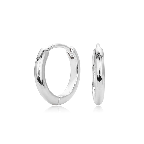 Wholesale S925 Sterling Silver Glossy Geometric Plain Hoop Earrings With Electroplating For Women