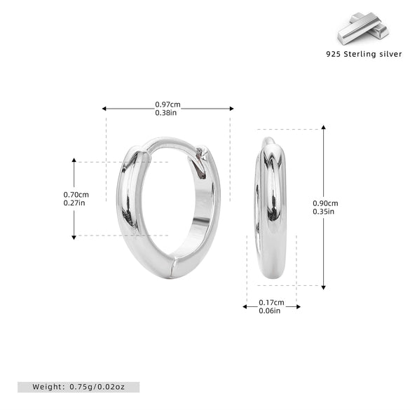 Wholesale S925 Sterling Silver Glossy Geometric Plain Hoop Earrings With Electroplating For Women