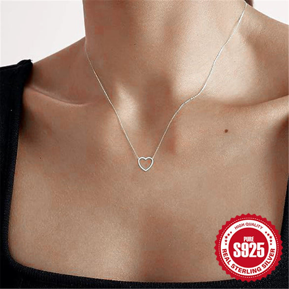 Wholesale S925 Sterling Silver Glossy Heart Cross Ochain Women's Clavicle Necklace With Electroplating