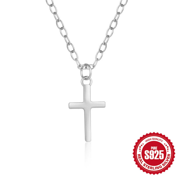 Wholesale S925 Sterling Silver Glossy Heart Cross Ochain Women's Clavicle Necklace With Electroplating