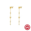 Wholesale S925 Sterling Silver Glossy Love Tassel Chain Inlaid Love Zircon Geometric Minimalist Earrings For Women