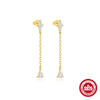 Wholesale S925 Sterling Silver Glossy Love Tassel Chain Inlaid Love Zircon Geometric Minimalist Earrings For Women