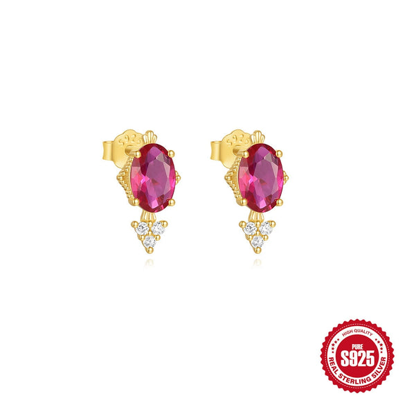 Wholesale S925 Sterling Silver Gold Plated Geometric Bow Earrings With Rose Zircon Light Luxury Retro Style And Electroplating Processing