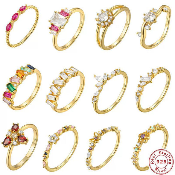 Wholesale S925 Sterling Silver Gold Plated Geometric Design Opening Ring For Women