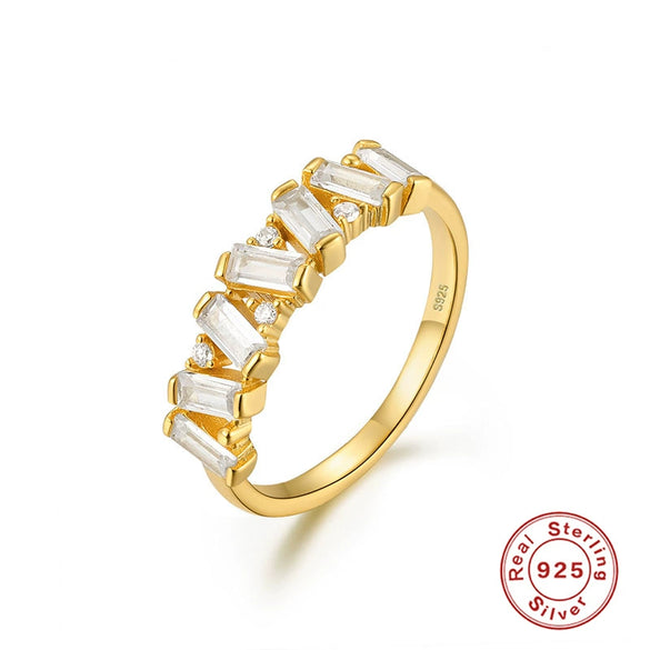 Wholesale S925 Sterling Silver Gold Plated Geometric Design Opening Ring For Women