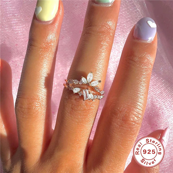 Wholesale S925 Sterling Silver Gold Plated Geometric Design Opening Ring For Women