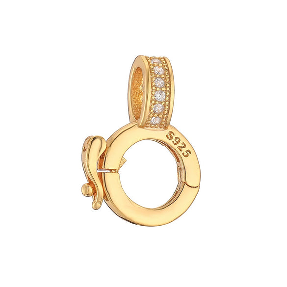 Wholesale S925 Sterling Silver Gold Plated Round Inlay Pendant Buckle Diy Accessories
