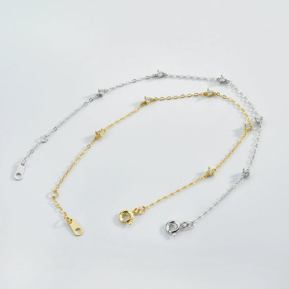 Wholesale S925 Sterling Silver Gold Plated Round Zirconium Stitching Hand Jewelry Bracelet With Electroplating Process And Geometric Style