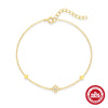 Wholesale S925 Sterling Silver Goldplated Simple Plain Glossy Flower Fourleaf Clover Women's Bracelet