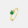 Wholesale S925 Sterling Silver Green Stone Classic Ring With Geometric Design For Women Electroplated 18K Gold