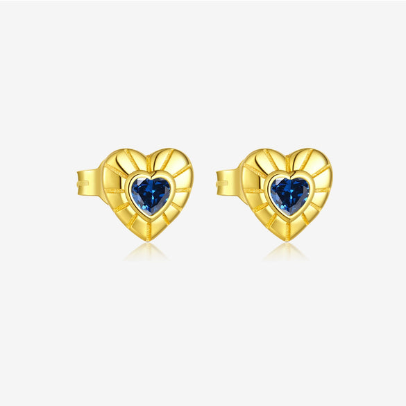 Wholesale S925 Sterling Silver Heart Earrings With Geometric Pattern Electroplated With Platinum Or 18K Gold For Women