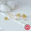Wholesale S925 Sterling Silver Heart Geometric Four Petal Flower Earrings Piercing Earrings Three Piece Set With Electroplating