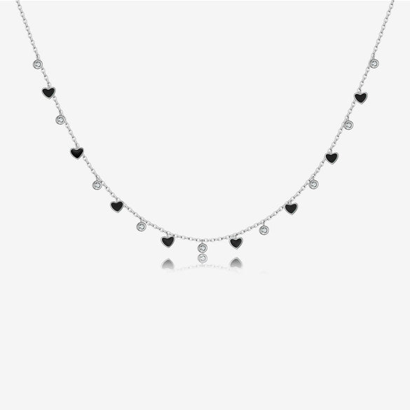 Wholesale S925 Sterling Silver Heart Pattern Love Color Zirconium Necklace With Platinum Or 18K Gold Electroplating For Women Fashion Collarbone Pendant