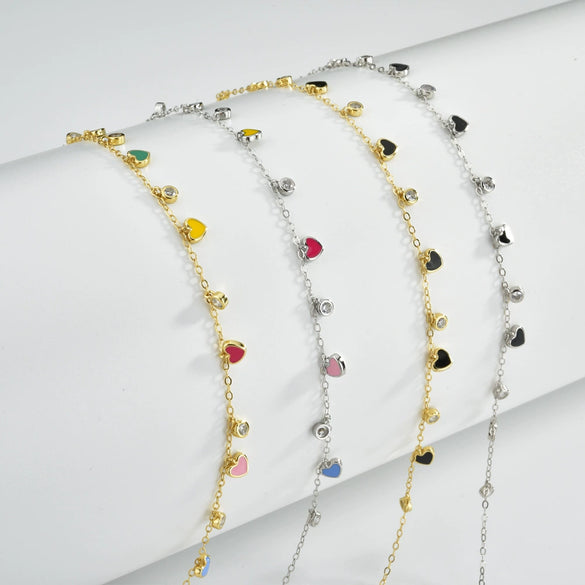 Wholesale S925 Sterling Silver Heart Pattern Love Color Zirconium Necklace With Platinum Or 18K Gold Electroplating For Women Fashion Collarbone Pendant