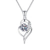 Wholesale S925 Sterling Silver Heart Pendant Necklace With Moissanite And High Carbon Stone Electroplated Factory Outlet