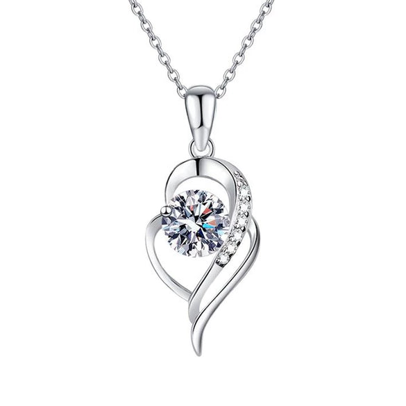 Wholesale S925 Sterling Silver Heart Pendant Necklace With Moissanite And High Carbon Stone Electroplated Factory Outlet
