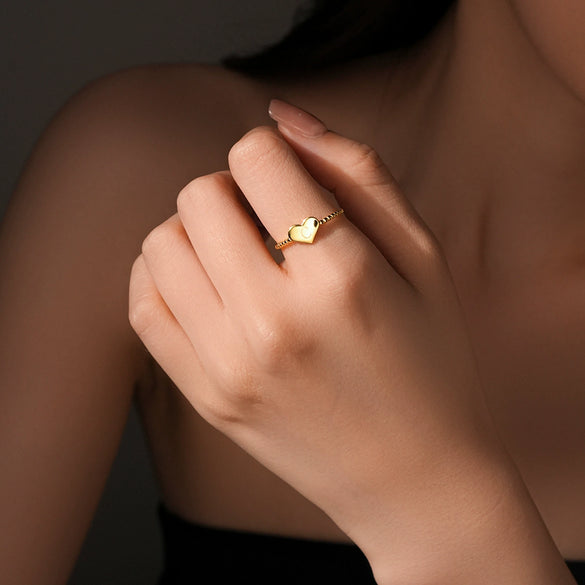 Wholesale S925 Sterling Silver Heart Ring For Women With English Letters Simple Plain Design Electroplated