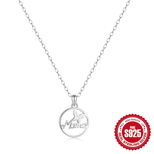 Wholesale S925 Sterling Silver Heart Shape Butterfly English Letter Mama Pendant Clavicle Chain With Electroplating For Women