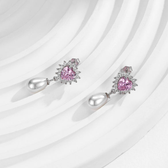 Wholesale S925 Sterling Silver Heart Shape Diamond Love Earrings For Women