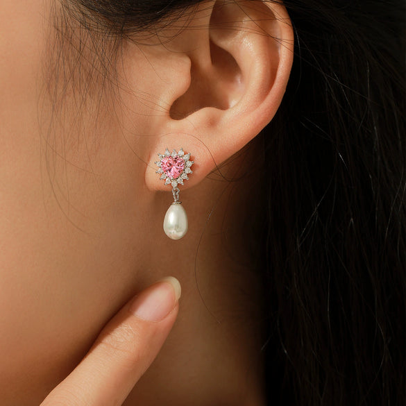 Wholesale S925 Sterling Silver Heart Shape Diamond Love Earrings For Women
