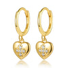 Wholesale S925 Sterling Silver Heart Shape Four Leaf Clover Zircon Inlaid Women's Earrings