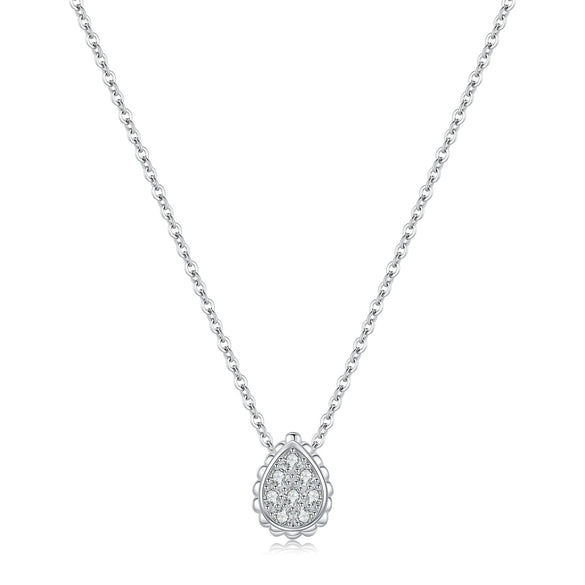 Wholesale S925 Sterling Silver Heart Shape Geometric Artificial Diamond Zircon Inlaid Pendant Necklace Clavicle Chain For Women