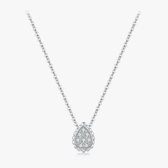 Wholesale S925 Sterling Silver Heart Shape Geometric Artificial Diamond Zircon Inlaid Pendant Necklace Clavicle Chain For Women