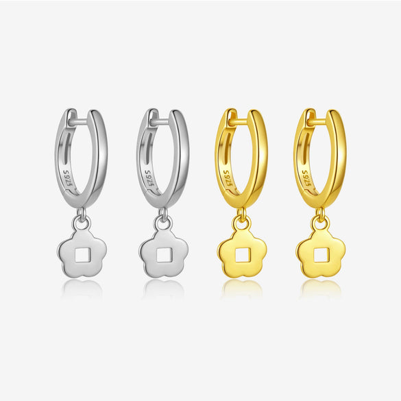 Wholesale S925 Sterling Silver Heart Shape Geometric Flower Earrings For Women With Platinum 18K Gold Electroplating