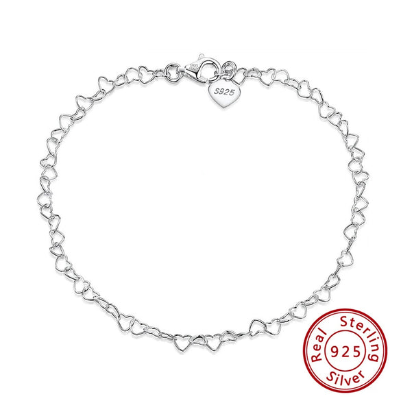 Wholesale S925 Sterling Silver Heart Shape Love Anklet For Women Simple Style