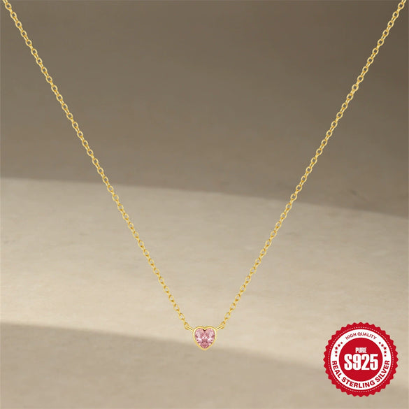 Wholesale S925 Sterling Silver Heart Shape Love Pattern Electroplated O Chain Clavicle Chain For Women