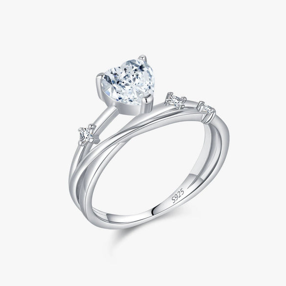 Wholesale S925 Sterling Silver Heart Shape Original Design Electroplated Love Ring For Women