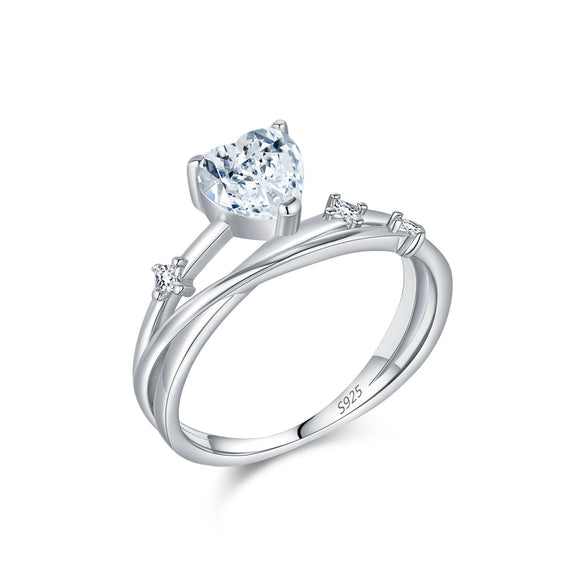 Wholesale S925 Sterling Silver Heart Shape Original Design Electroplated Love Ring For Women