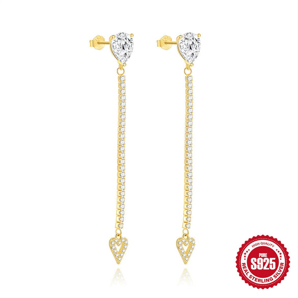 Wholesale S925 Sterling Silver Heart Shape Zircon Pendant Earrings For Women With Electroplating