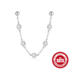 Wholesale S925 Sterling Silver Heart Shaped Diamond Embedded Chain Tassel Earrings For Women With Geometric Design