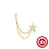 Wholesale S925 Sterling Silver Heart Shaped Diamond Embedded Chain Tassel Earrings For Women With Geometric Design
