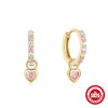 Wholesale S925 Sterling Silver Heart Shaped Earrings With Inlaid Zircon For Women