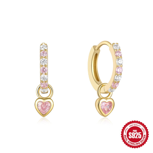 Wholesale S925 Sterling Silver Heart Shaped Earrings With Inlaid Zircon For Women