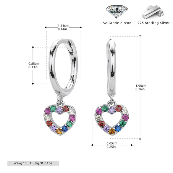 Wholesale S925 Sterling Silver Heart Shaped Electroplated Earrings For Women Inlaid With Zircon