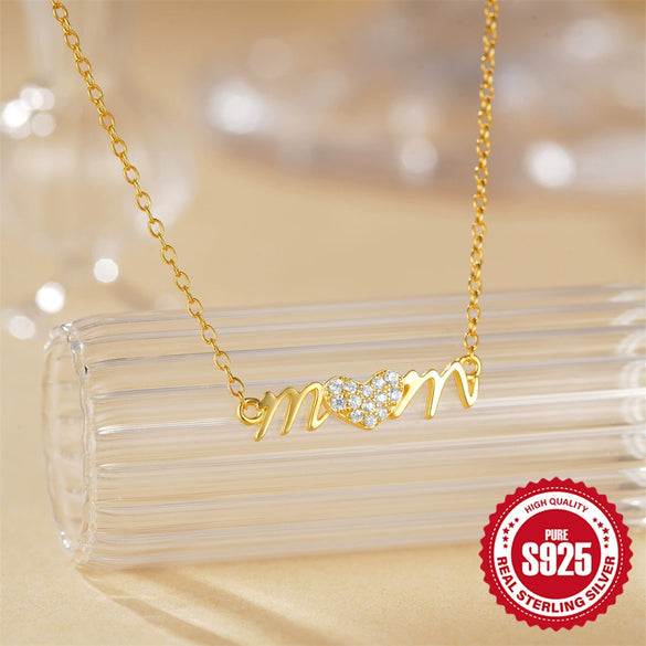 Wholesale S925 Sterling Silver Heart Shaped English Letter Pendant Clavicle Chain With Electroplating And Diamond Embedded Elegant Necklace For Women