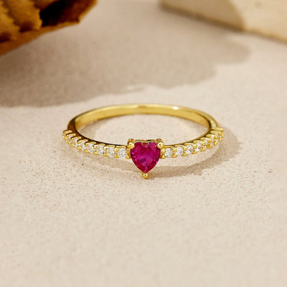 Wholesale S925 Sterling Silver Heart Shaped Ring For Women With Zircon Inlay And Electroplating