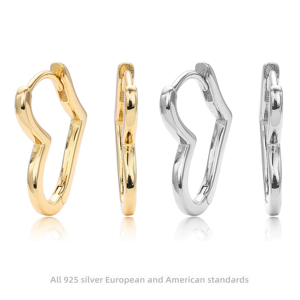 Wholesale S925 Sterling Silver Heart Shaped Simple Style Electroplated Earrings For Women